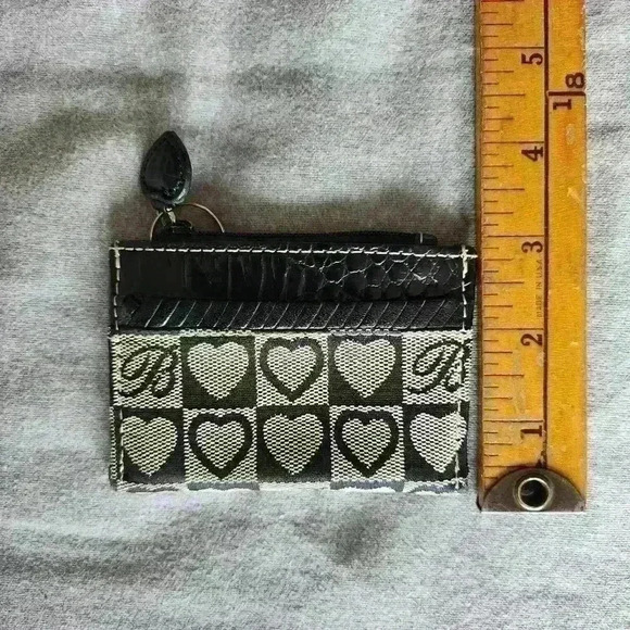 Brighton Monogram Gray & Black Checkered Heart Monogram Coin Purse - Picture 2 of 6